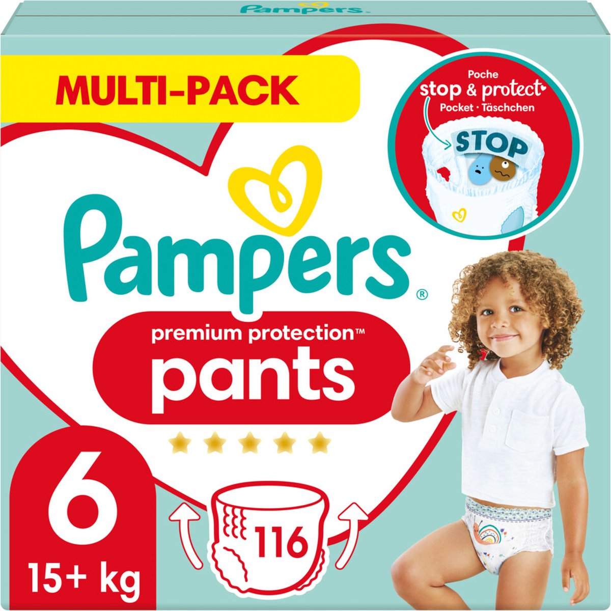 Pampers Premium Protection Pants Couches-culottes 6 - 116 Culottes - 15kg+  - Pack 1 Mois | bol