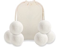 Droogballen van natuurlijke wol, 6 stuks, 6 x 6 cm, wollen drogerballen, voor het besparen van droogtijd, droogballen, schapenwol voor dons voor de wasdroger