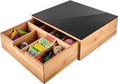 Opbergdoos voor koffie en thee - bamboe - 30x30x10 cm der dolce gusto - Nespresso – Dolce Gusto capsules – Koffiecups - Bamboe koffiezetapparaat cuphouder