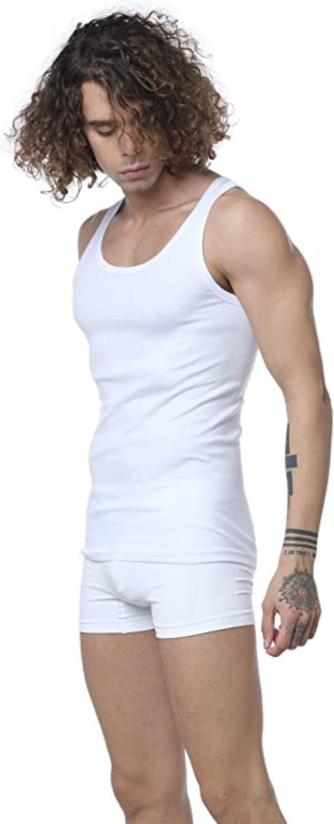 Heren Tank Top 2-pack - Heren Onderhemd - 100% Premium gekamd katoen - Wit - 3XL