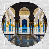 Muursticker Cirkel - Prachtig Versierde Binnenkant van Sjeik Zayed Moskee in Abu Dhabi - 60x60 cm Foto op Muursticker