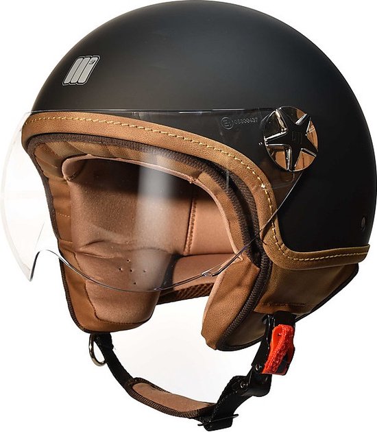 Casque Jet Moto Visière Longue Transparente ECE2205 Certifié Pare-soleil Blanc e