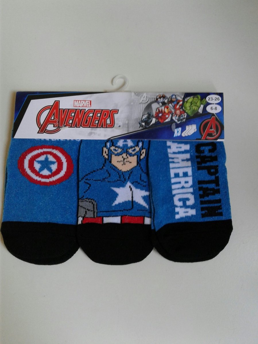 3 paar sneakersokken - Captain America - Marvel Avengers - maat 23-26