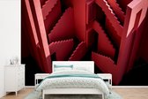 Behang - Fotobehang Roze - Architectuur - Trappen - Breedte 390 cm x hoogte 260 cm - Behangpapier