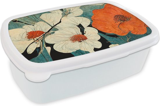 Boîte à pain Wit - Lunch box - Boîte à pain - Fleurs - Plantes - Vintage - Asie - Oranje - 18x12x6 cm - Adultes
