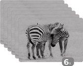 Placemat - Placemats kunststof - Zebra - Dieren - Natuur - Safari - 45x30 cm - 6 stuks - Hittebestendig - Anti-Slip - Onderlegger - Afneembaar