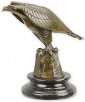 Art Deco Stijl Sculptuur Adelaar, Krachtig Beeldhouwwerk Vogel, Kunst Dieren Brons Beeld, Marmer Sokkel Luxe Decoratie
