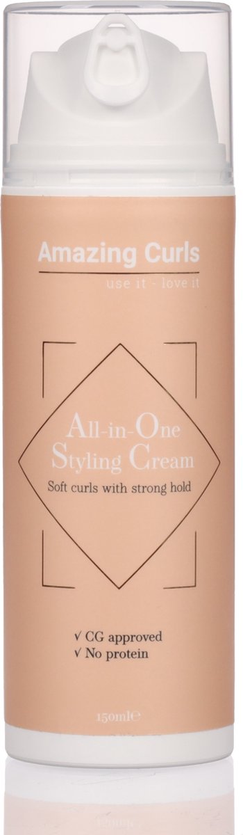 Amazing Curls All-in-One Styling Cream | leave-in | krullen crème | gel | strong hold | cg producten | krullend haar | krullen | hoog geconcentreerd | airless verpakking | weinig van nodig | gemakkelijk te doseren