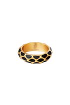 Ring Giraffe pattern- Black- Zwart- Stainless Steel - Yehwang- 16-Moederdag cadeautje - cadeau voor haar - mama