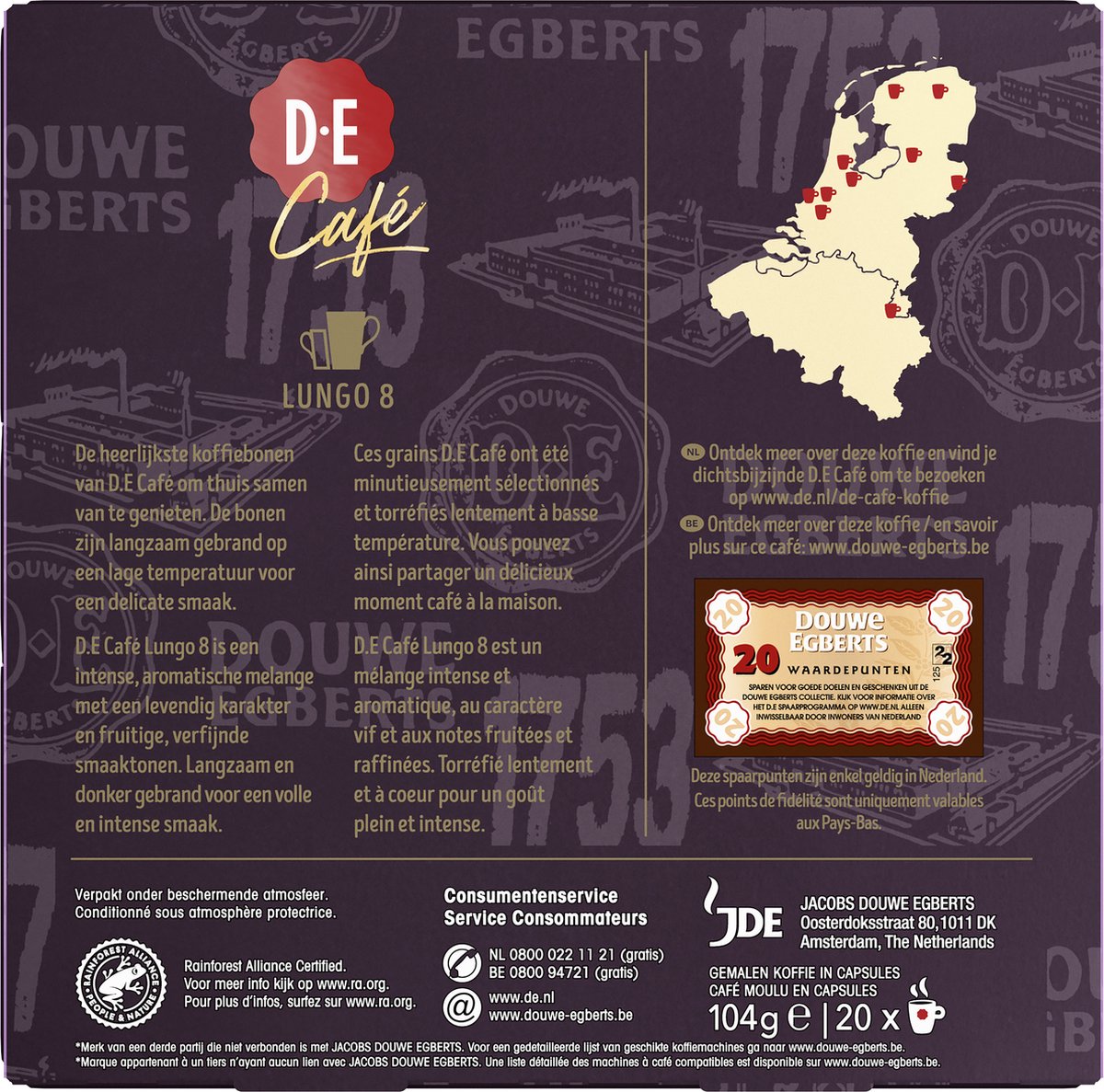 visie uitrusting nachtmerrie Douwe Egberts D.E Café Lungo Koffiecups - Intesiteit 8/12 - 10 x 20  Capsules | bol.com