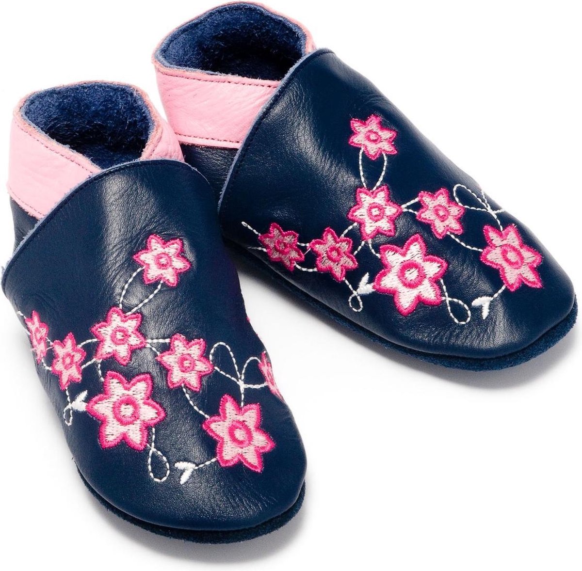 Baby Dutch Babyslofjes blauw met bloem