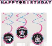 TIKTOK - Kinderfeest - Versiering - Decoratie - Plafond Swirls - Happy Birthday Slinger.