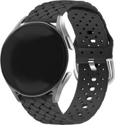 Strap-it Smartwatch bandje 20mm - Gevlochten siliconen bandje - geschikt voor Samsung Galaxy Watch 6 / 6 Classic / Watch 5 / 5 Pro / Watch 4 / 4 Classic / Watch 42mm / Watch 3 41mm / Active 2 - Amazfit Bip / GTS - Polar Ignite / Unite - zwart