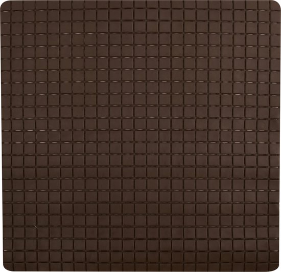 MSV Douche/bad anti-slip mat badkamer - rubber - bruin - 54 x 54 cm - met zuignappen