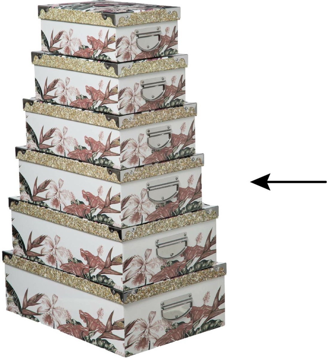 5Five Opbergdoos/box - wit - L40 x B26.5 x H14 cm - Stevig karton - Junglebox