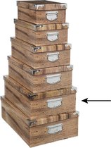 5Five Opbergdoos/box - Houtprint donker - L44 x B31 x H15 cm - Stevig karton - Treebox