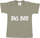 Baby t-shirt korte mouw - BIG BRO - Beige - Maat 92 - Zwanger - Geboorte - Big brother - Aankondiging - Zwangerschapsaankondiging - Peuter - Dreumes - Ik word grote broer