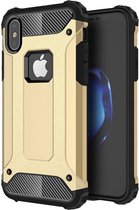 Schokbestendig Heavy Duty Hoesje Geschikt voor: iPhone XR Shock Proof Hybride - Back Cover - Dual Layer Armor Case - Extra Stevig - Goud