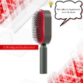 Zelfreinigende haarborstel voor vrouwen - Rood - 3D luchtkussen - Massageborstel - 3D - haarborstel voor haarklitten - knopen - Zelfreinigende massageborstel - Brush