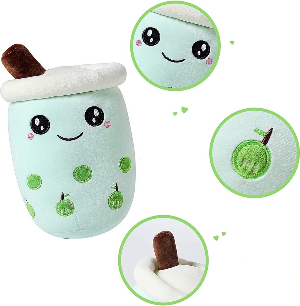 Bubble Tea Knuffel - Ijs - Boba-knuffel - 25cm - Bruin