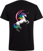 Zwart Neon Tshirt Unicorn S