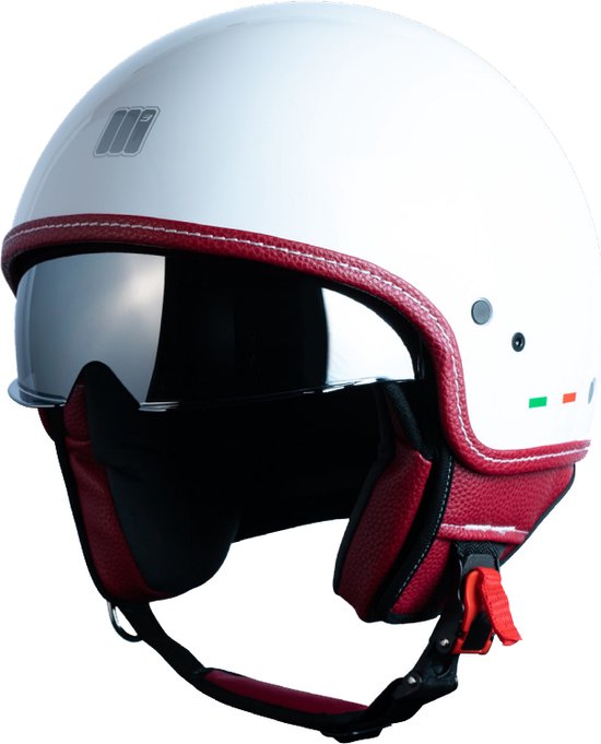 Motorhelmen Brain-Cap · Halfschaal Jethelm Scooterhelm ECE-Certificering Scooterhelm Bromfietshelm Retro Motorhelm Met Ingebouwd Vizier Voor Cruiser Chopper Motorrijders E,L