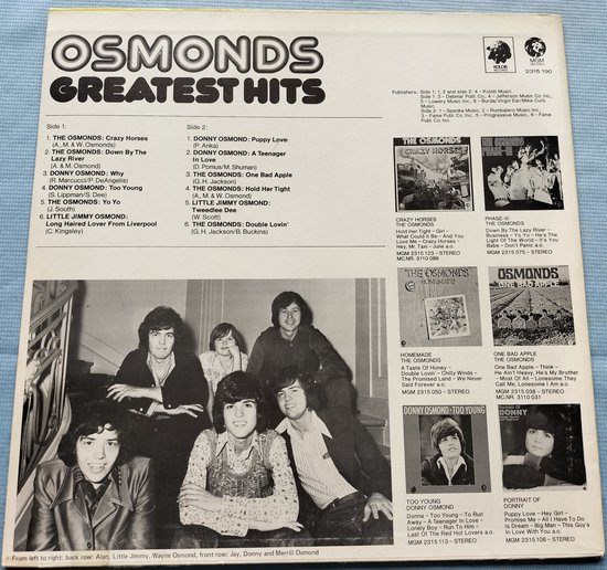 Osmonds Greatest Hits 1972 Lp Osmonds Muziek 