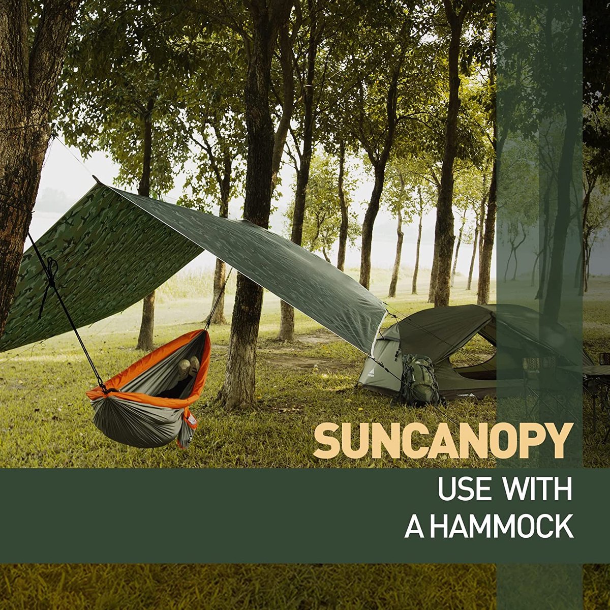 Bâche De Camping 3x3m Kaki – Imperméable, Avec Barres, Piquets, Marteau, Neuve