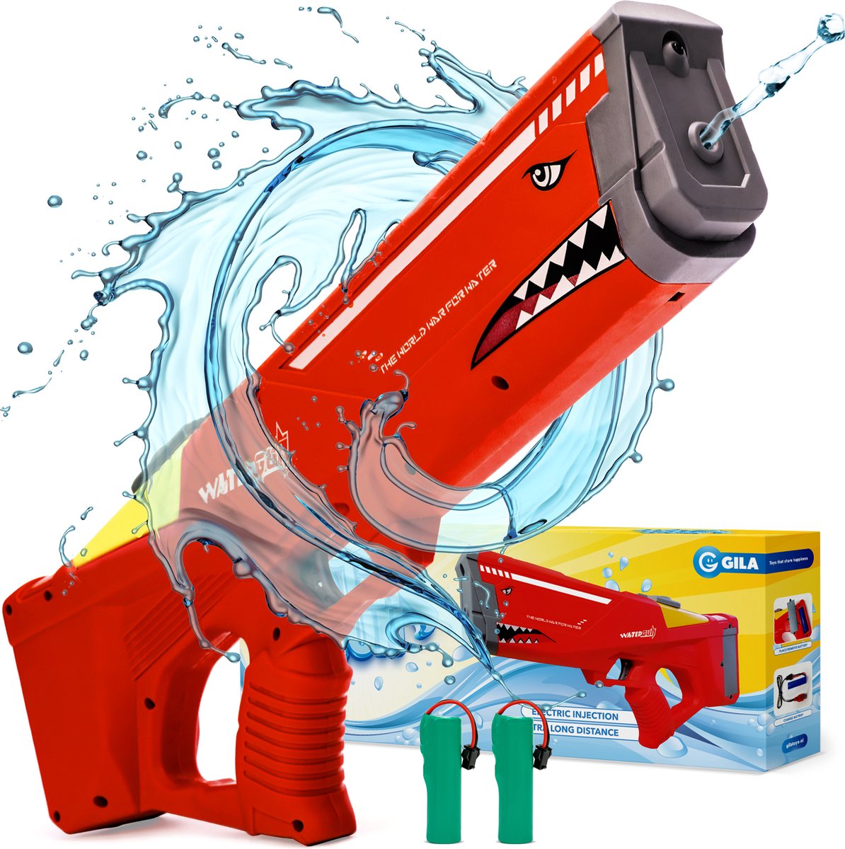 GILA Waterpistool - Automatisch vullen - 2 accu's - Buitenspeelgoed - Elektrisch waterpistool - Rood