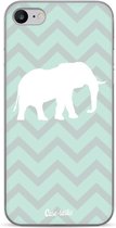 Casetastic Apple iPhone 7 / iPhone 8 / iPhone SE (2020) Hoesje - Softcover Hoesje met Design - Elephant Chevron Pattern Print