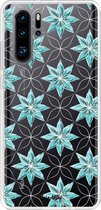 Casetastic Huawei P30 Pro Hoesje - Softcover Hoesje met Design - Statement Flowers Blue Print