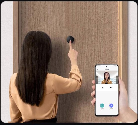 Draadloos WIFI Home-Locking buiten videofoon met binnen scherm voor inbouw kijkgat deur App Smart life T-2100. van Smart Life — afbeelding 3