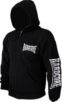 Hardcore Geborduurd Logo Vest Hoodie met Rits en Capuchon Zwart