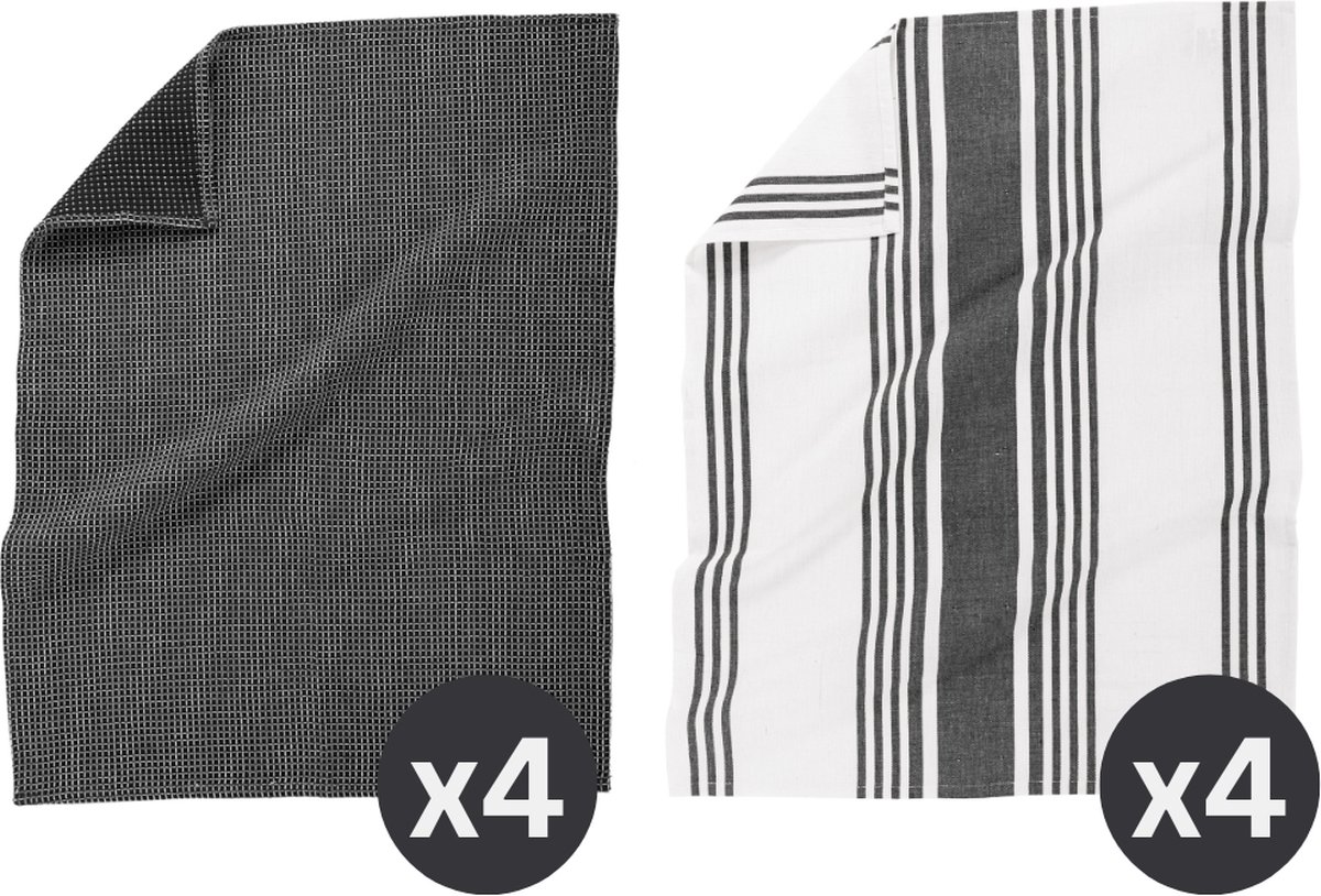Keukenhanddoek COMBO 50x70cm - set/8 - zwart