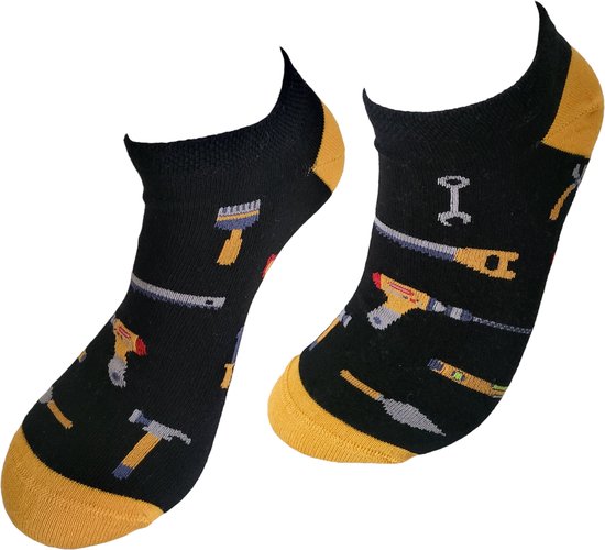 Verjaardag cadeau - Gereedschap sokken – sneaker sokken - vrolijke sokken - valentijn cadeau – lage sokken - grappige sokken - leuke dames en heren sokken - moederdag - vaderdag - Socks waar je Happy van wordt - Maat 40-45