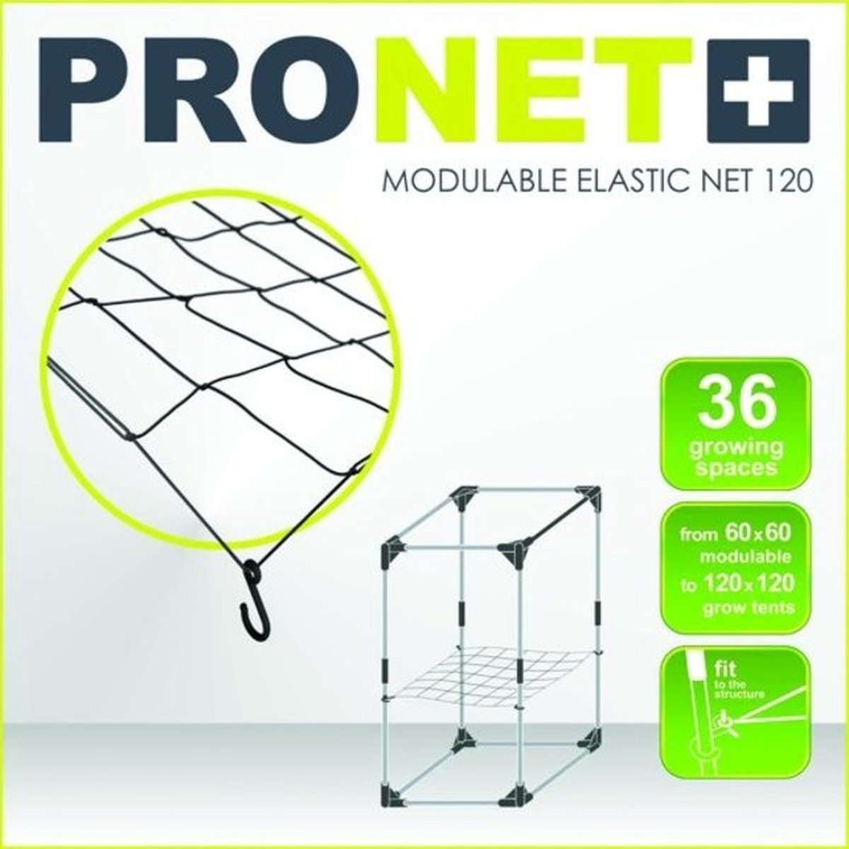 PRONET MODULABLE 120 x 120 Modulable elastic net 6x6 = 36 growing spaces - Garden High pro
