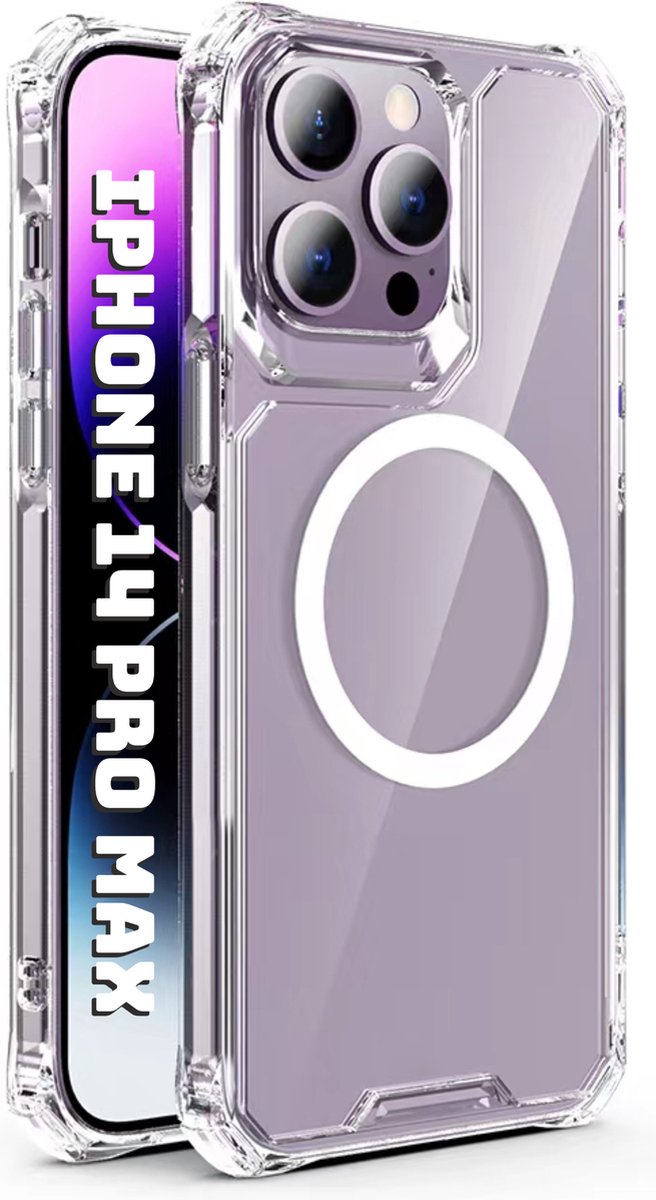 Phreeze Back Cover - Geschikt voor iPhone 14 Pro Max Hoesje - Crystal Clear Case - Magnetische Functie - Military Grade - Transparant - Bumper Siliconen TPU Cover - Magneet
