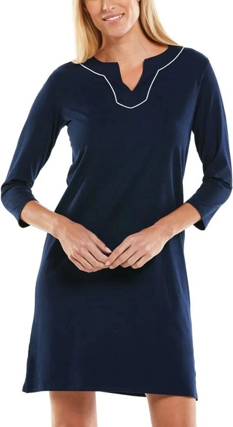 Foto: Coolibar uv tuniekjurk voor dames oceanview effen navy maat xxl