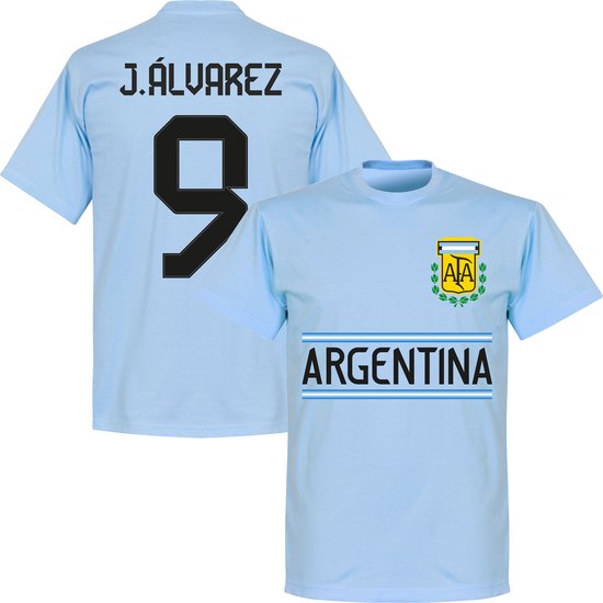 Argentinië J. Alvarez 9 Team T-Shirt - Lichtblauw - L