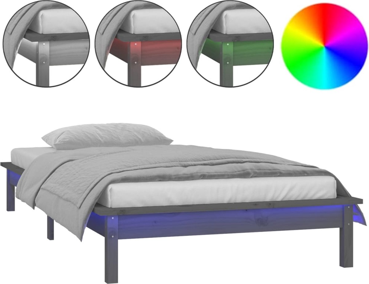 vidaXL-Bedframe-LED-massief-hout-grijs-75x190-cm-2FT6-Small-Single