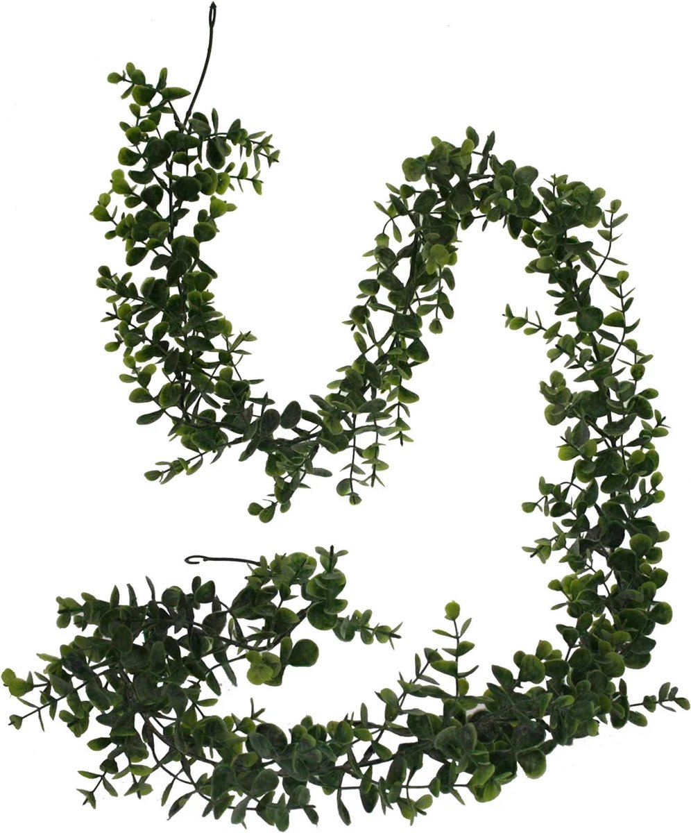 FUGZAUD 2 Pack Kunstmatige Eucalyptus Slinger Faux Zijde Blad Zilver Dollar Eucalyptus Bladeren Wijnstokken Handgemaakte Garland Groen Bruiloft Achtergrond Indoor Outdoor Boog Wanddecoratie