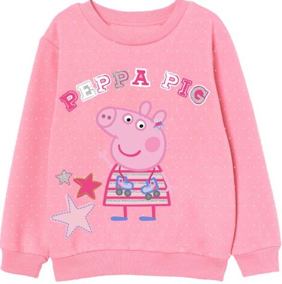 Peppa Pig sweater, trui, met stippen en glitters, roze, maat 110