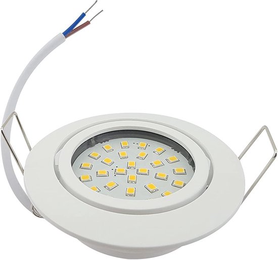 Spot encastrable LED National Electronics 3,5W | Spot de plafond 320 Lumen Slim Line | Rond blanc | avec lampe LED intégrée | Spot encastrable AC 230V | Angle de faisceau de 120° | Set de 9 [Classe énergétique F].