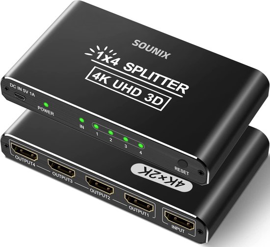 Switch HDMI Sounix - 1 entrée 4 sorties - Répartiteur HDMI