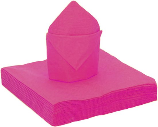 Santex feest servetten fuchsia roze - 25x stuks - groot - 40 x 40 cm - papier
