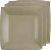 Santex feest bordjes vierkant - taupe/beige - 10x stuks - karton - 23 x 23 cm