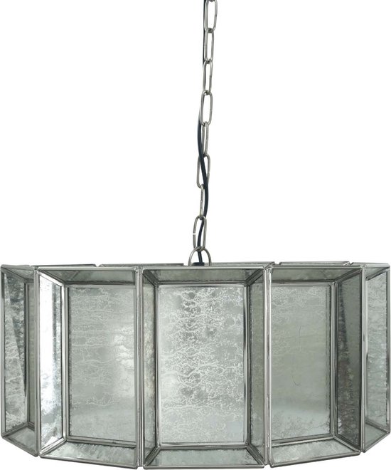 PTMD Cenna Suspension Ronde Antique - H20 x Ø46 cm - Fer / Glas - Messing
