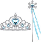 Het Betere Merk - Prinsessen Verkleedkleren Meisje - Tiara - Toverstaf - Kroon - Kroon -Verkleedkleding - Blauw