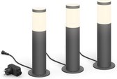 Philips LED Utrecht lampadaire set de base pour extérieur - basse tension - anthracite - lumière blanc chaud - 24 W - pack de 3