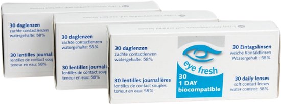 Eye Fresh daglenzen -3,50 - 90 stuks - zachte contactlenzen dag - voordeelverpakking